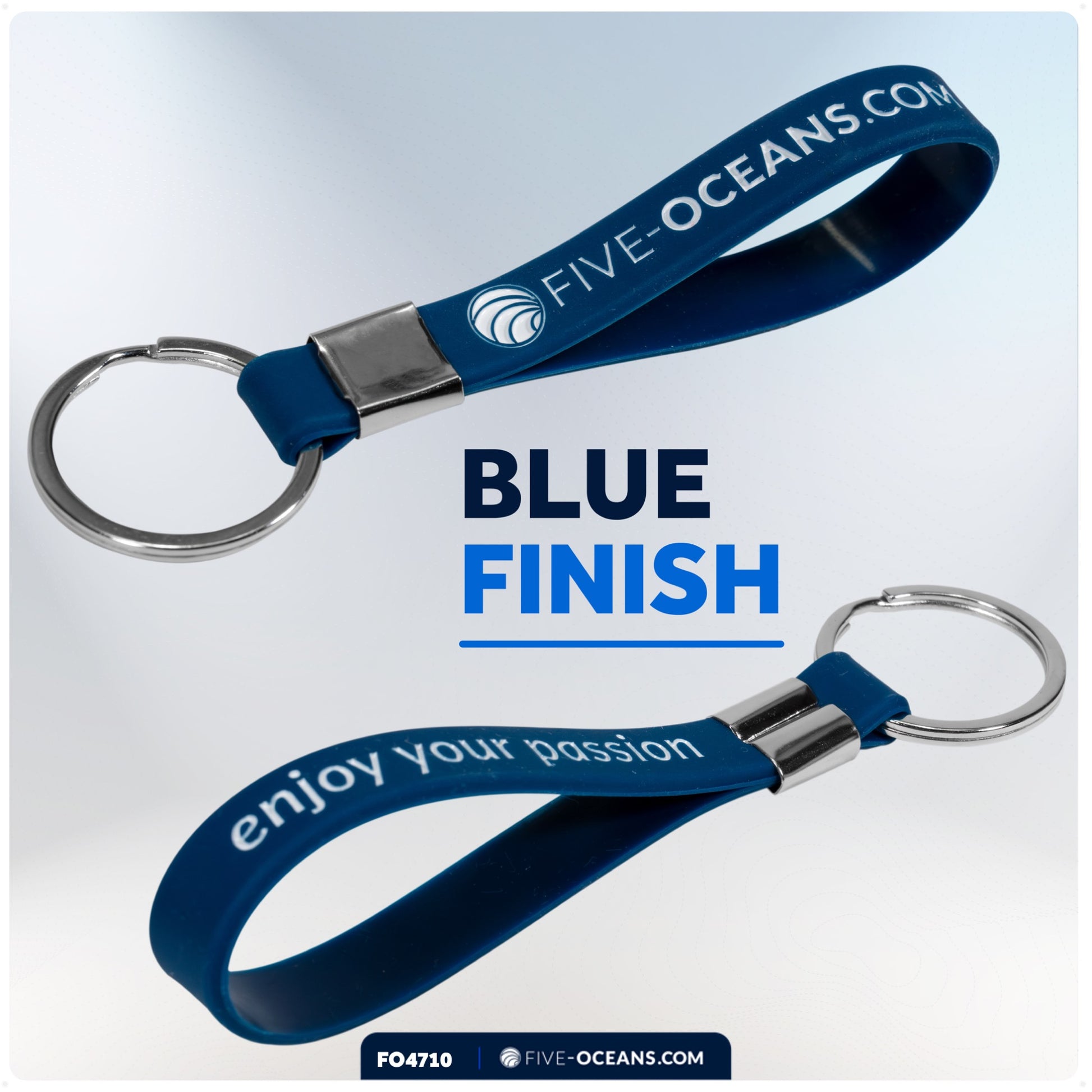Keychain Key Ring, Rubber, Blue - FO4710 - Five Oceans