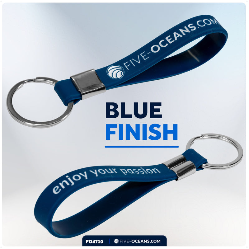 Key Ring Keychain , Blue Rubber - FO4710 - Five Oceans