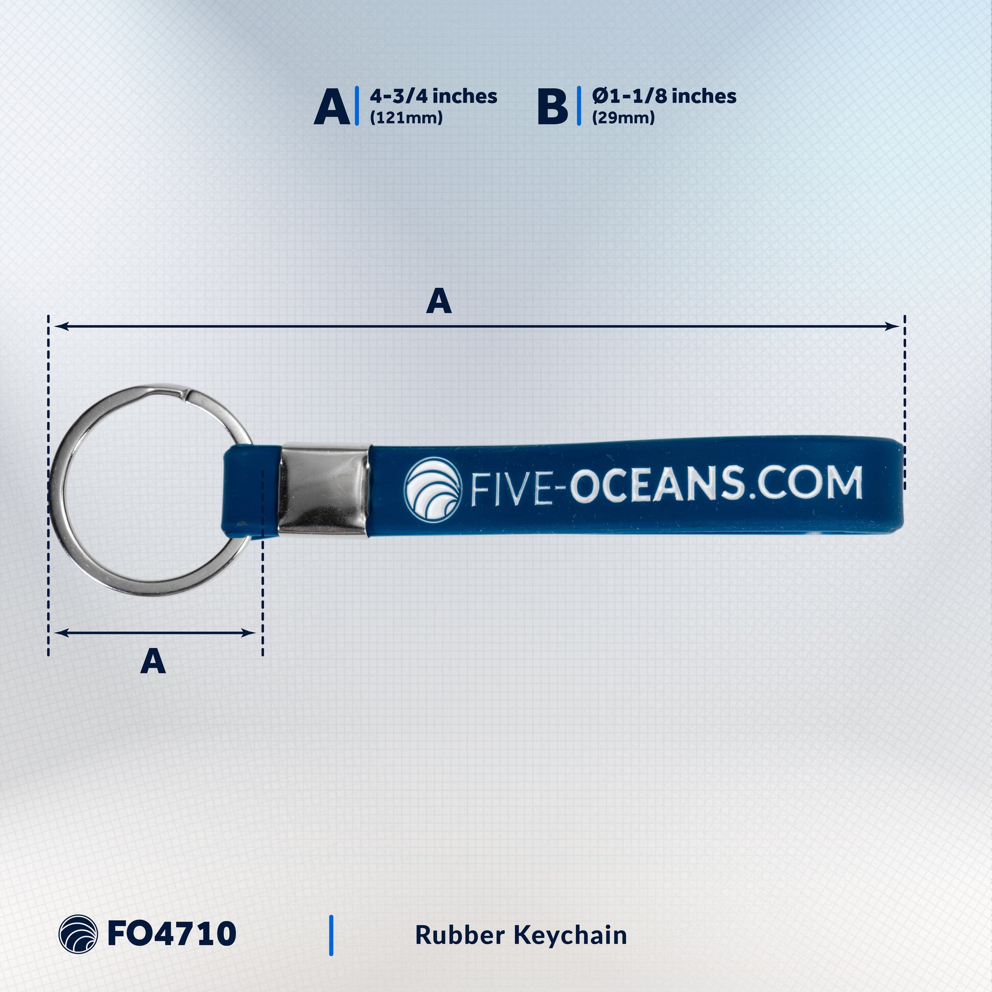 Keychain Key Ring, Rubber, Blue - FO4710 - Five Oceans