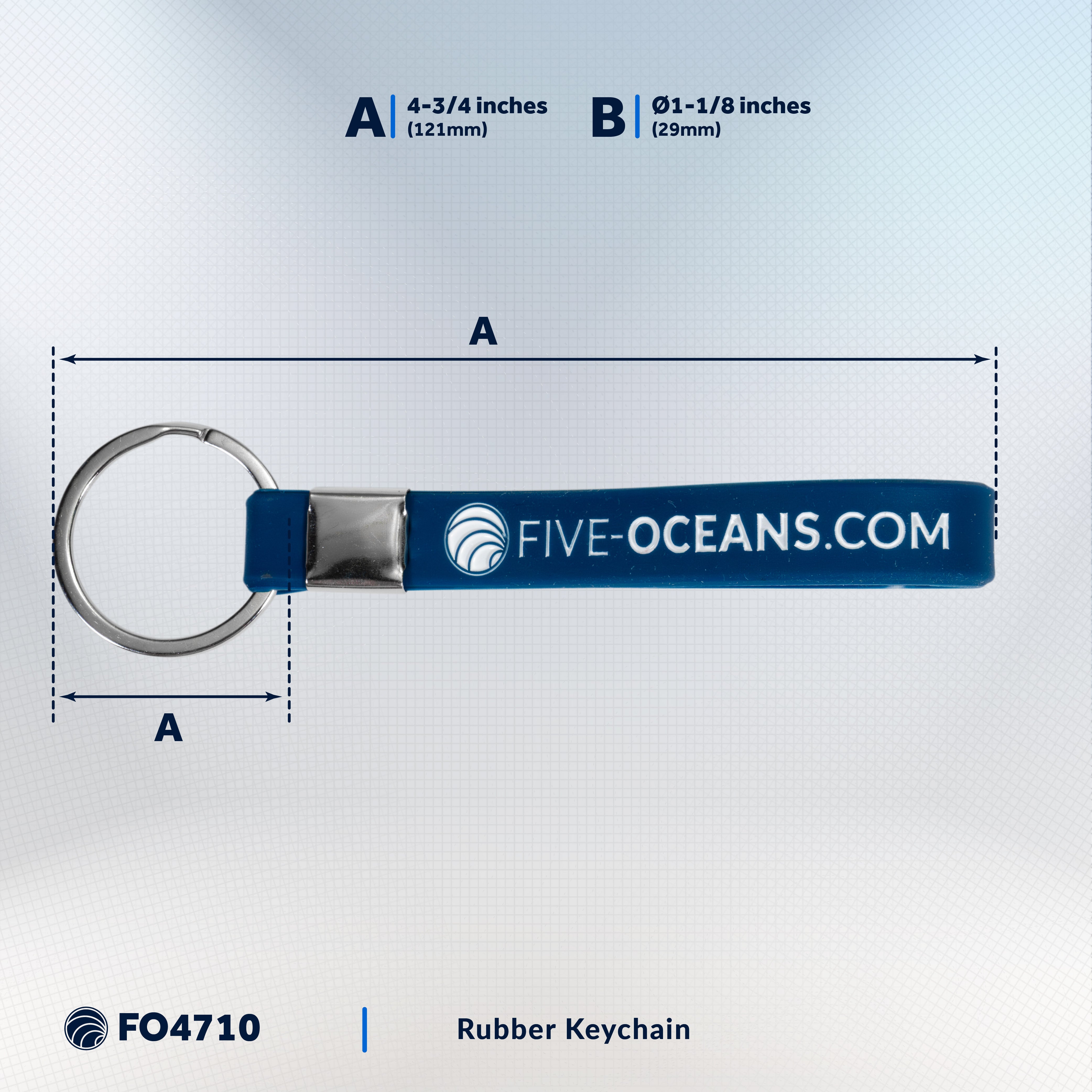 Keychain Key Ring, Rubber, Blue - FO4710