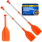 Emergency Floating Telescoping Paddle Extends from 21" to 42", Round-Grip - Orange - 2-Pack - FO4712-M2 - Five Oceans