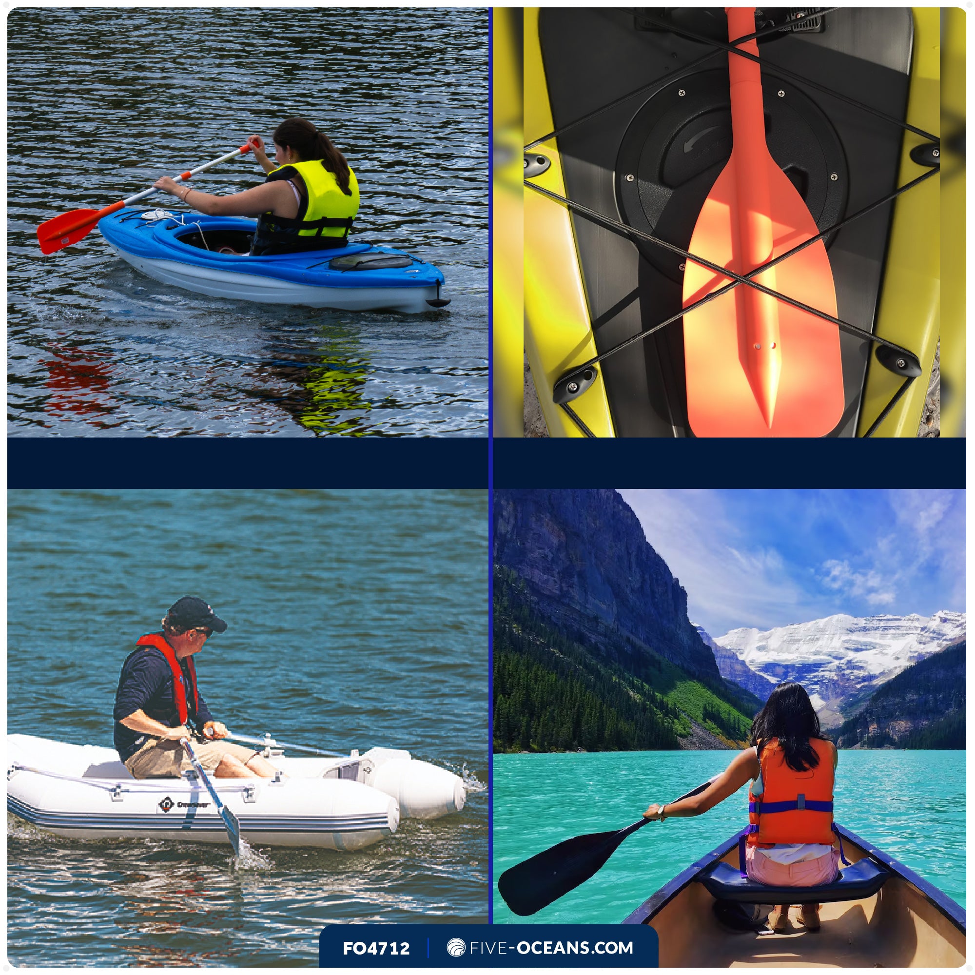 Emergency Floating Telescoping Paddle Extends from 21" to 42", Round-Grip - Orange - FO4712