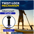 Adjustable SUP Paddle 72" - 92", Black, Aluminum - FO4716 - Five Oceans
