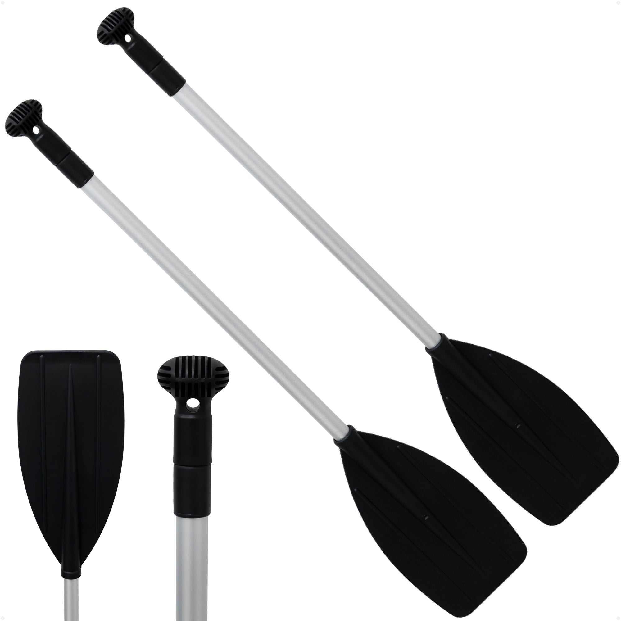 Telescoping Paddle 39" - 60", Round-Grip, Black, Aluminum, 2-Pack - FO4720-M2 - Five Oceans