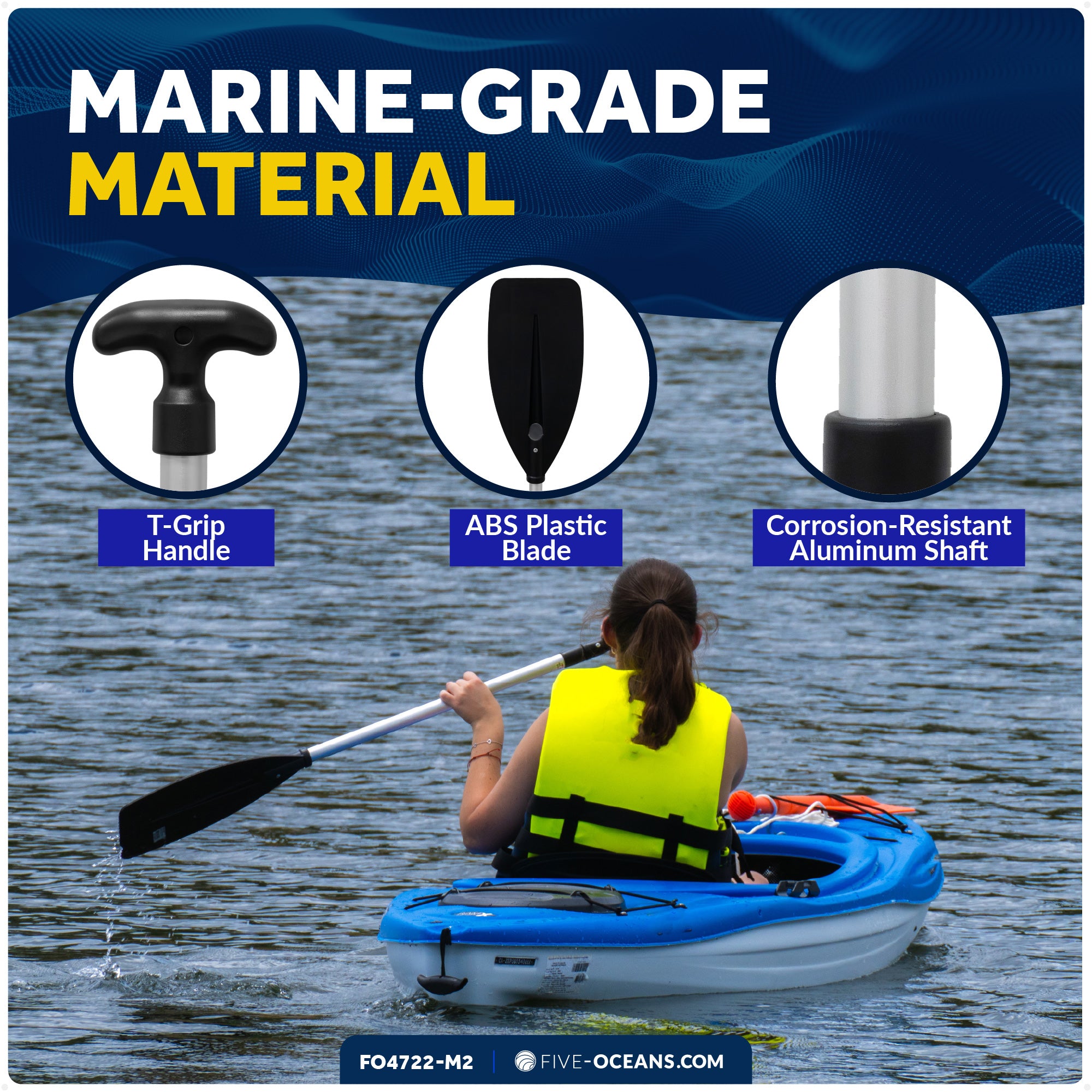 4' Paddle, T-Handle, Black, Aluminum, 2-Pack - FO4722-M2 - Five Oceans