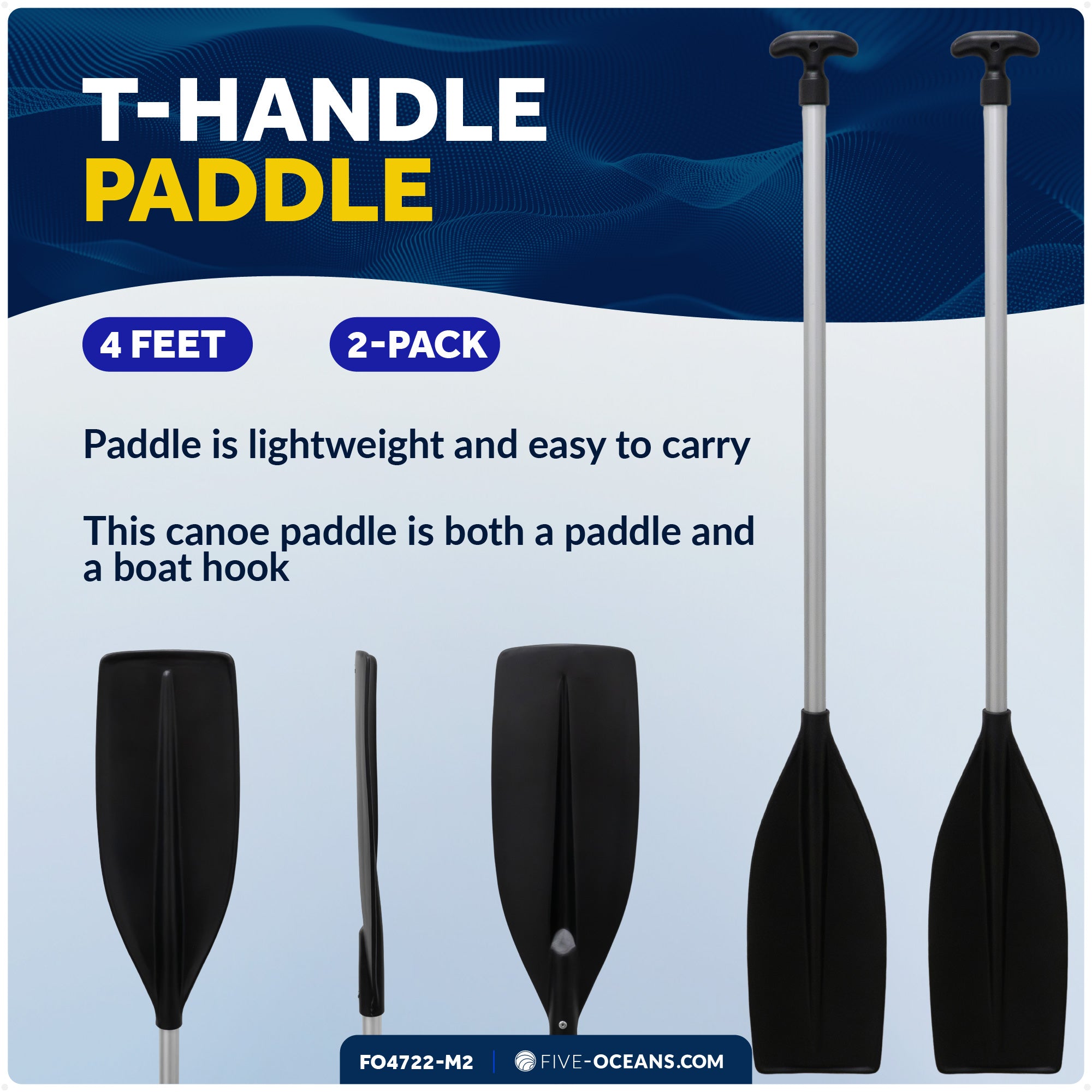 Canoe Paddle, 4Ft - T-Handle - 2-Pack - FO4722-M2