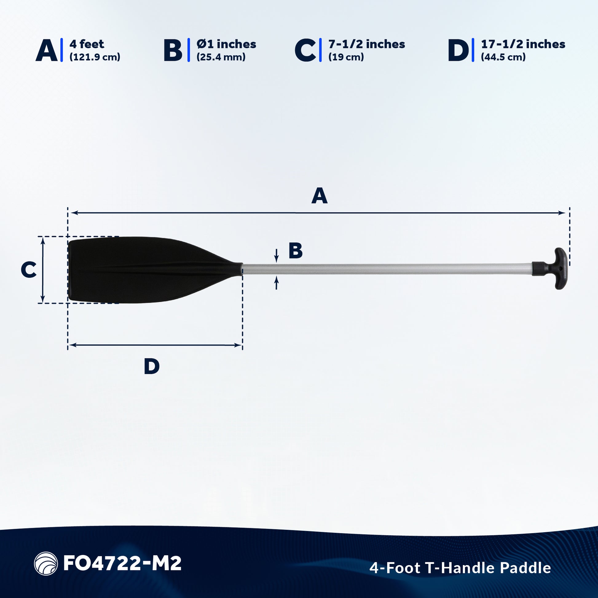 Canoe Paddle, 4Ft - T-Handle - 2-Pack - FO4722-M2 - Five Oceans