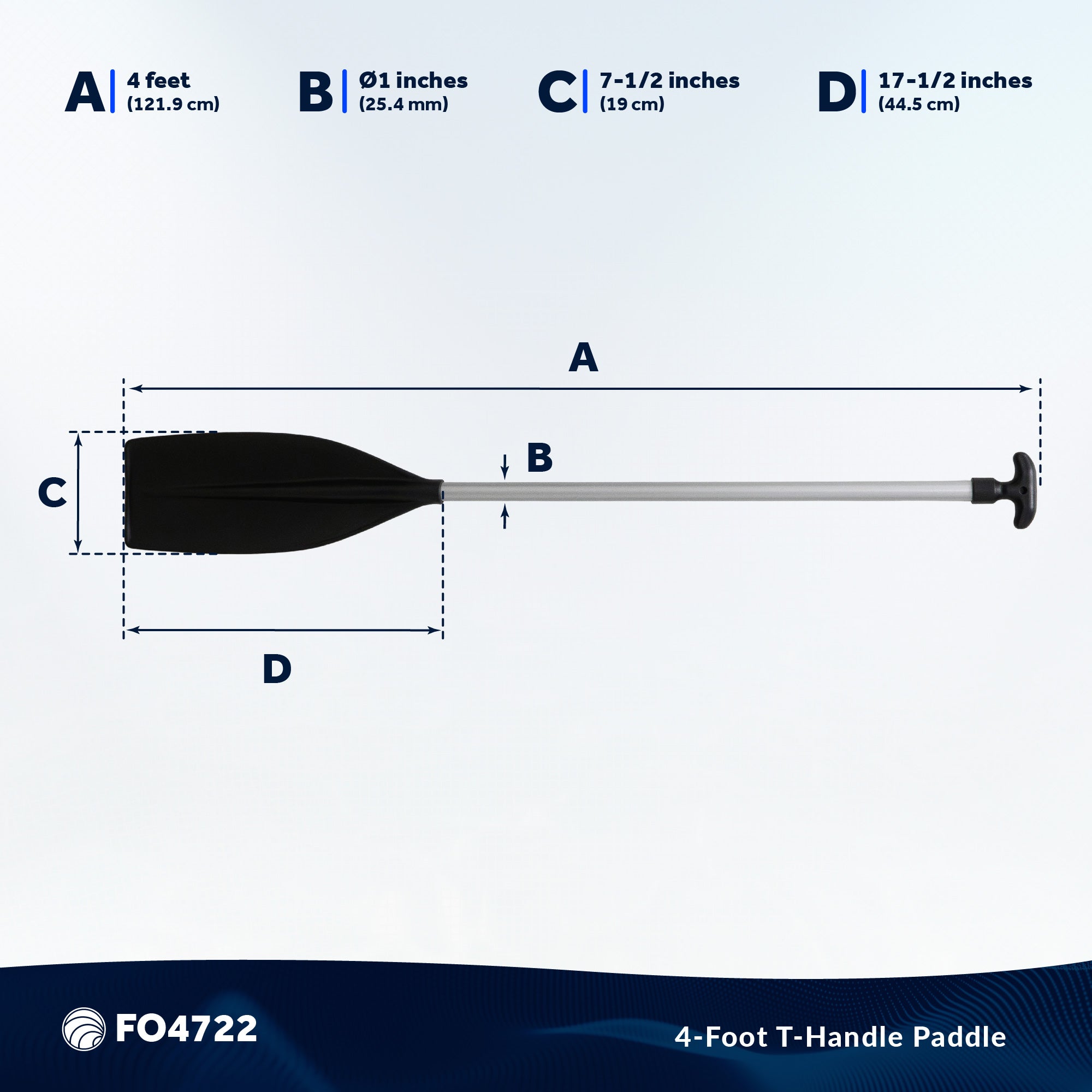 Canoe Paddle, 4Ft - T-Handle - FO4722 - Five Oceans