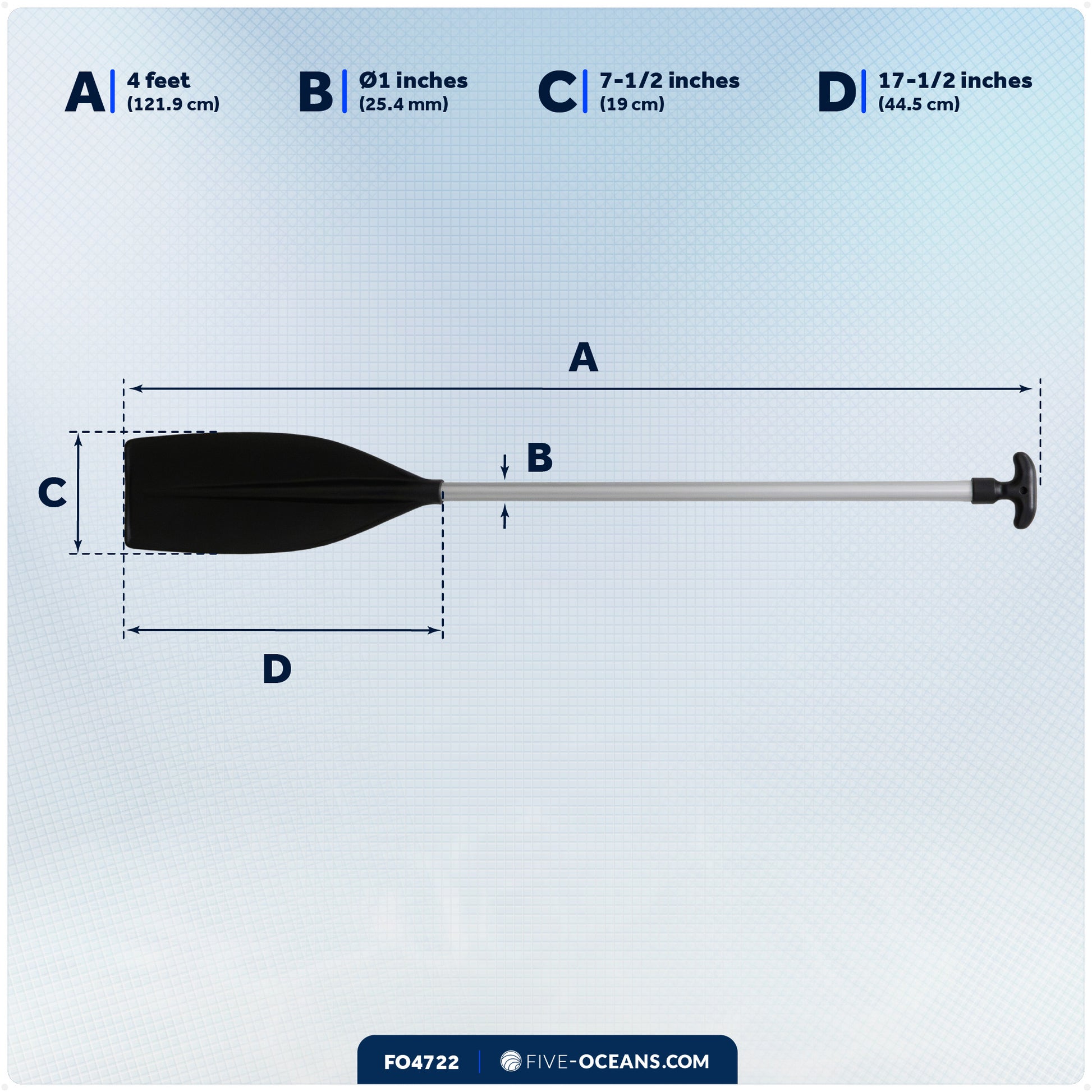 Canoe Paddle, 4Ft - T-Handle - FO4722 - Five Oceans