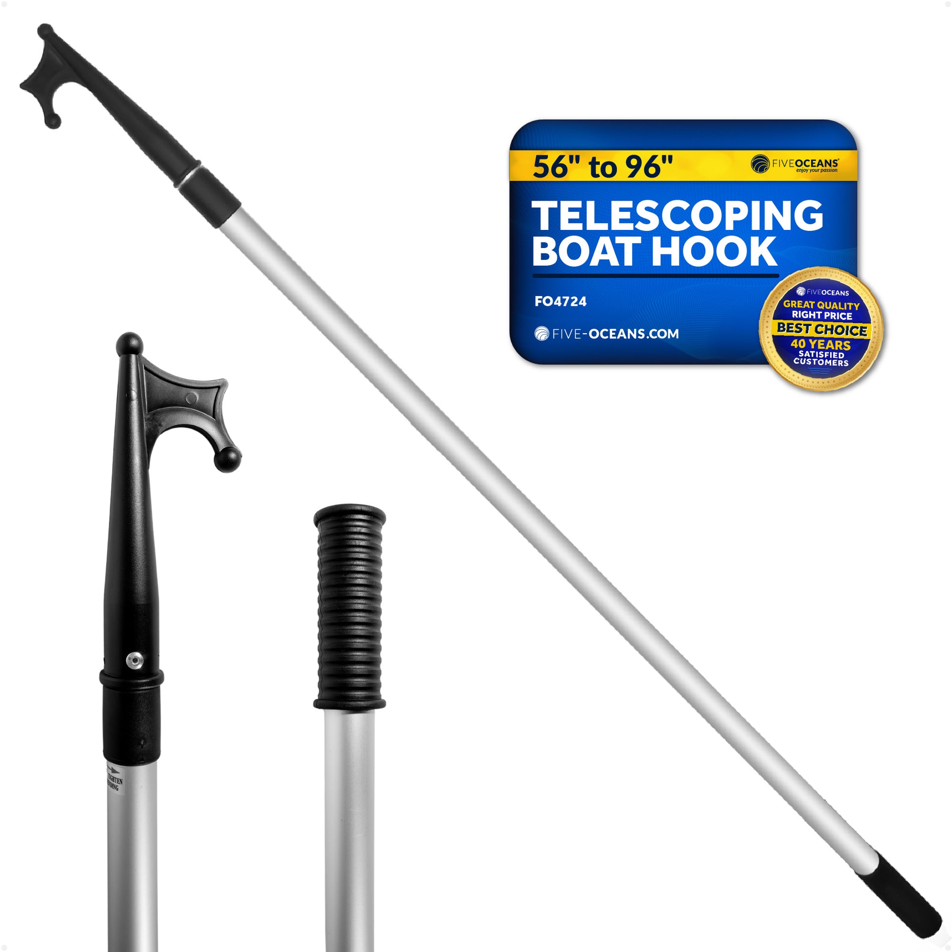 Telescopic Boat Hook - Extends from 56" to 96" - FO4724 - Five Oceans