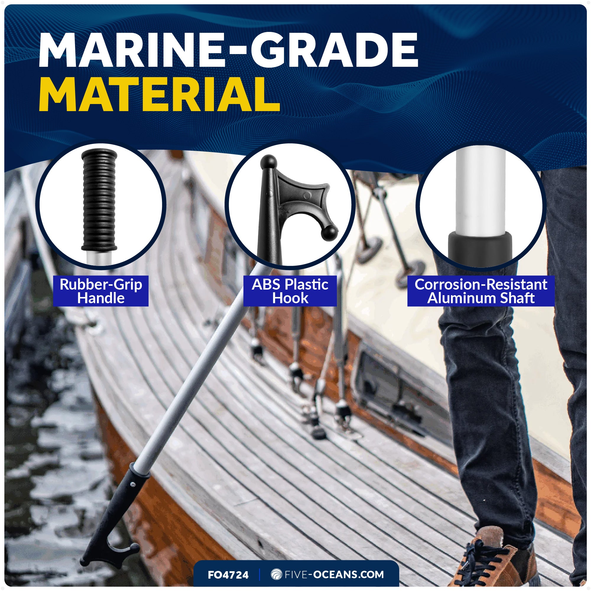 Telescopic Boat Hook - Extends from 56" to 96" - FO4724