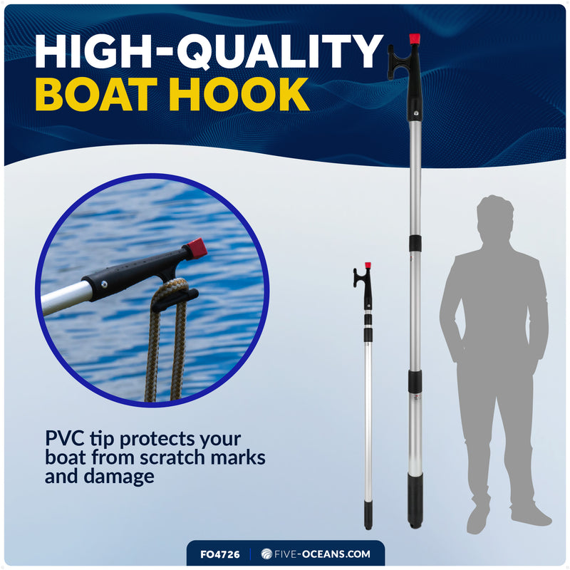 Telescoping Hook 42" - 96", Screw-On Top, Aluminum - FO4726 - Five Oceans