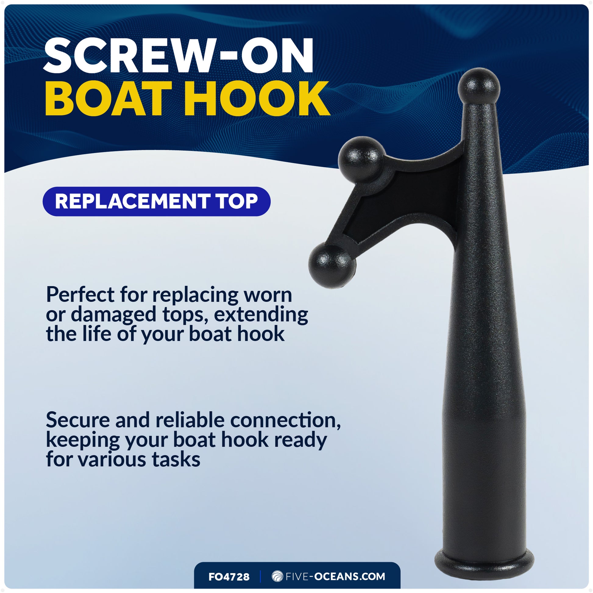 Screw-on Boat Hook Replacement Top - FO4728 - Five Oceans