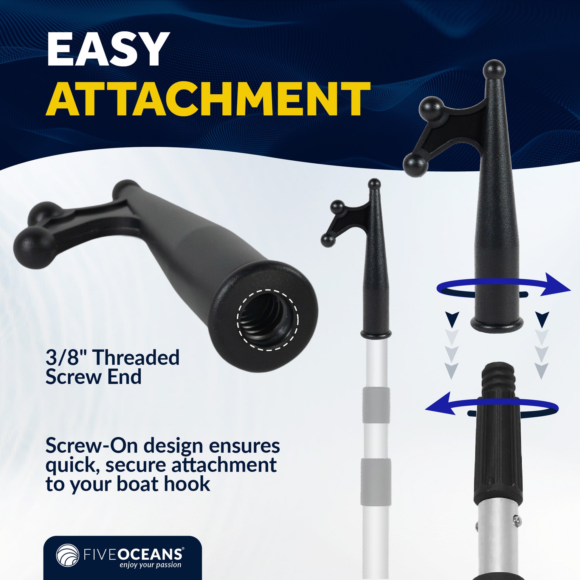 Screw-on Boat Hook Replacement Top - FO4728 - Five Oceans