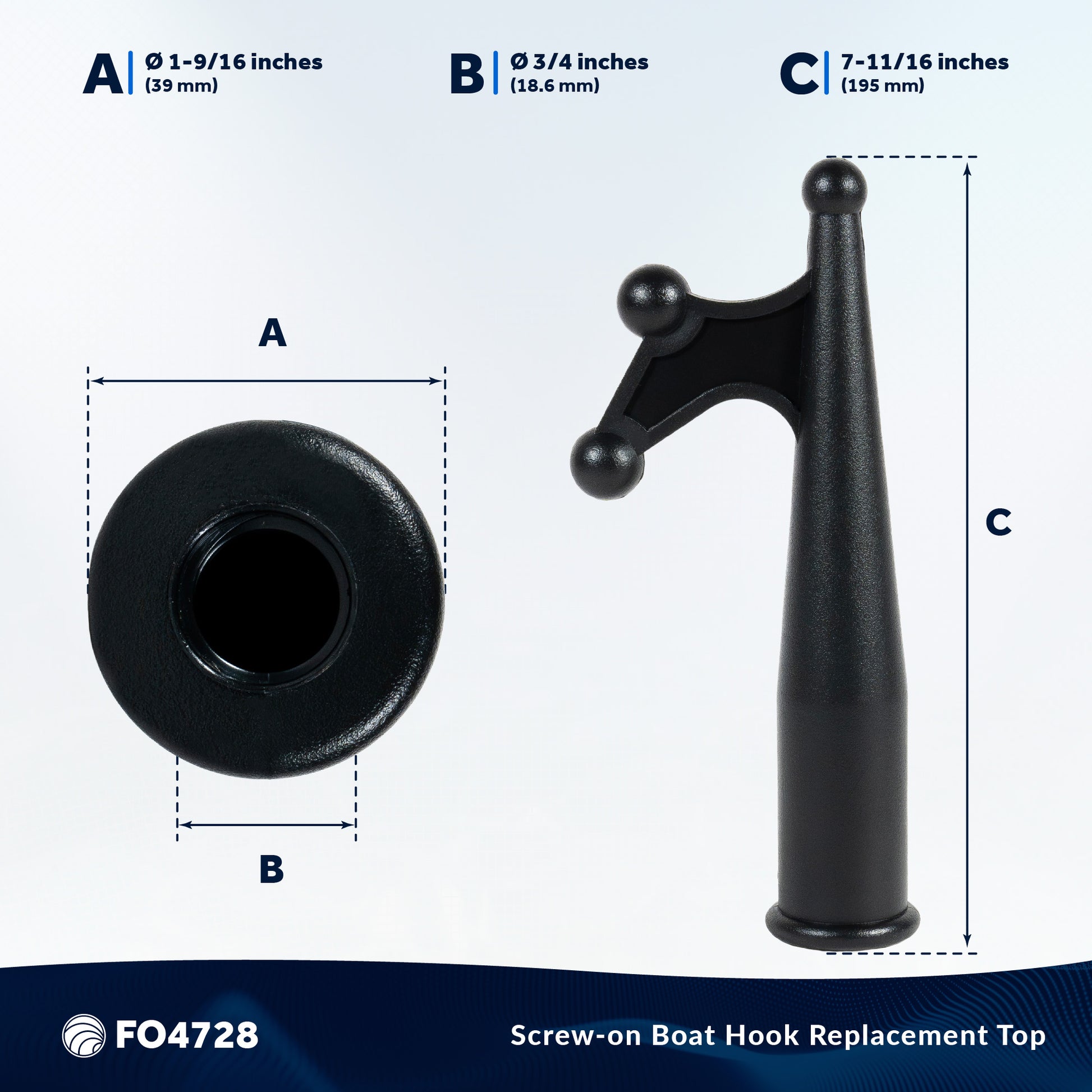 Screw-on Boat Hook Replacement Top - FO4728 - Five Oceans