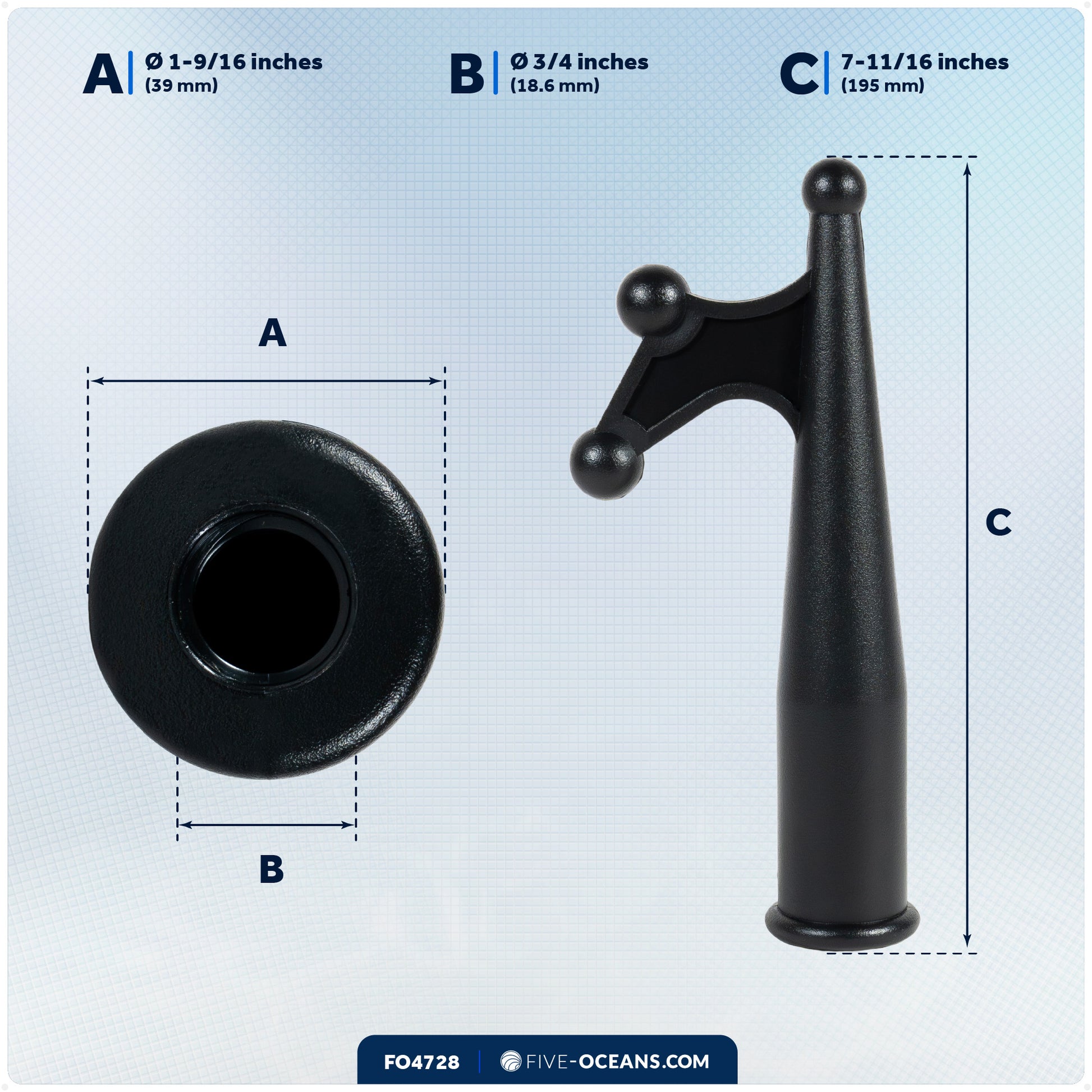Screw-on Boat Hook Replacement Top - FO4728 - Five Oceans