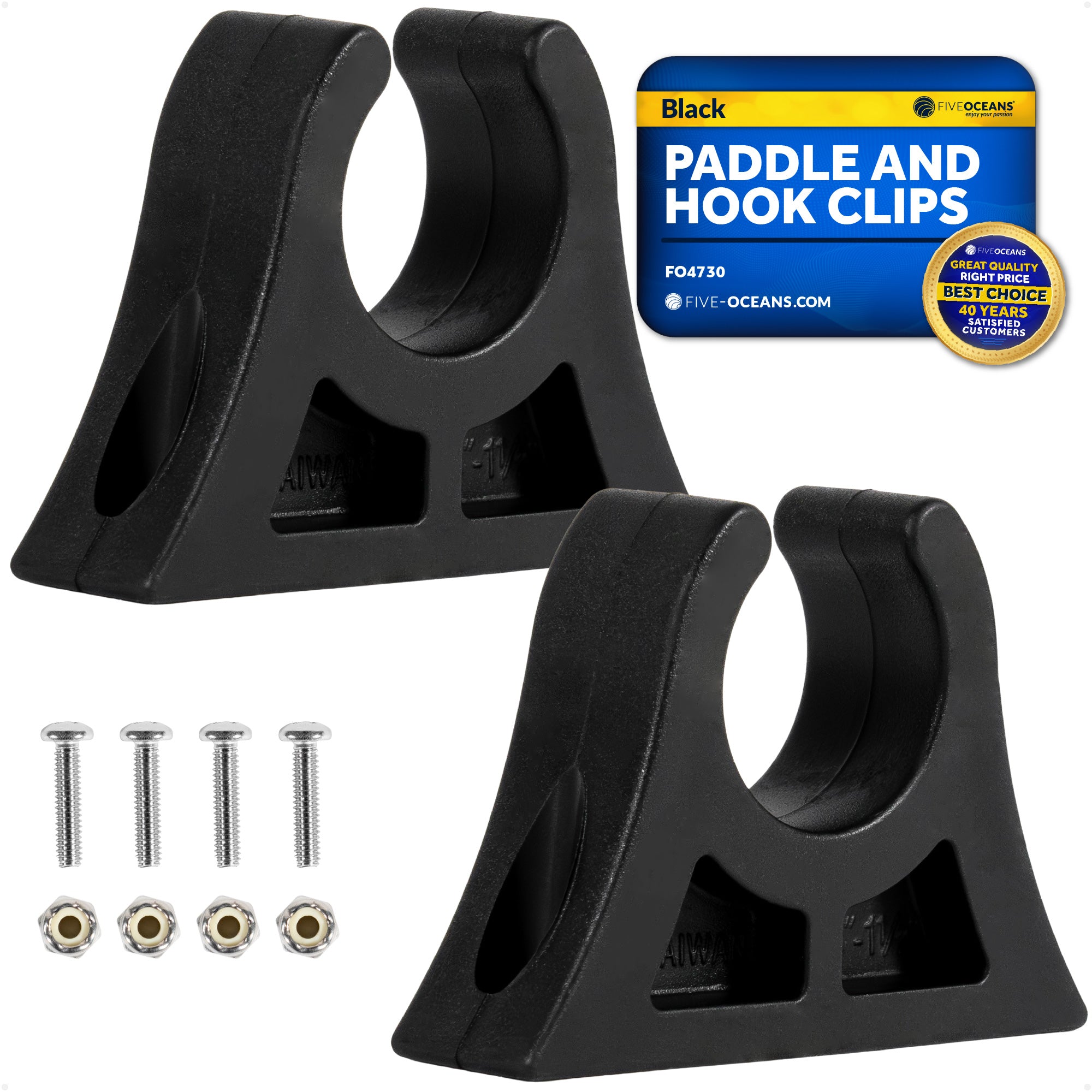 Boat Paddle Holder Clip, Black Rubber - 2-Pack - FO4730