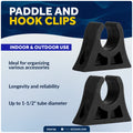 Paddle Holder Clip for Up to 1 1/2" Tube Dia., Black, Rubber, 2-Pack - FO4730 - Five Oceans