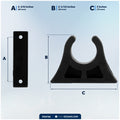 Paddle Holder Clip for Up to 1 1/2" Tube Dia., Black, Rubber, 2-Pack - FO4730 - Five Oceans