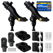 Fishing Rod Holder Set with Rail & Deck Mounts, Large, Black, 2-Pack - FO4732-4742-M2 - Five Oceans