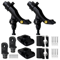 Adjustable Fishing Rod Holder Kit for Kayak - Rail & Deck Mounts - Large, Black, 2-Pack