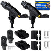 Fishing Rod Holder Set with Rail & Deck Mounts, X-Large, Black, 2-Pack - FO4734-4742-M2 - Five Oceans