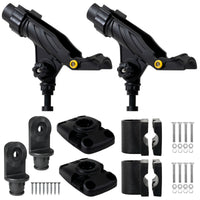 Adjustable Fishing Rod Holder Kit - Rail & Deck Mounts - X-Large, Black, 2-Pack