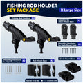 Kayak Rod Holder Kit - Rail & Deck Mounts, X-Large, Black, 2-Pack - FO4734-4742-M2 - Five Oceans