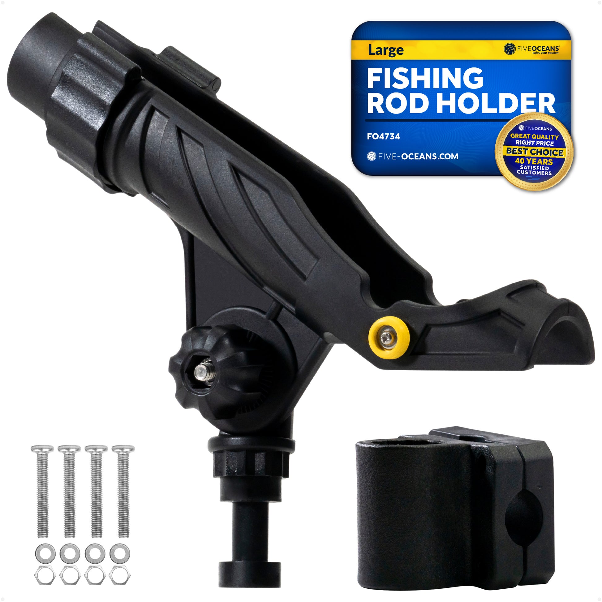 Fishing Rod Holder with Rail Mount, X-Large, Black - FO4734 - Five Oceans