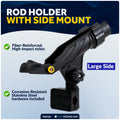 Kayak Rod Holder with Rail Mount, X-Large, Black - FO4734 - Five Oceans