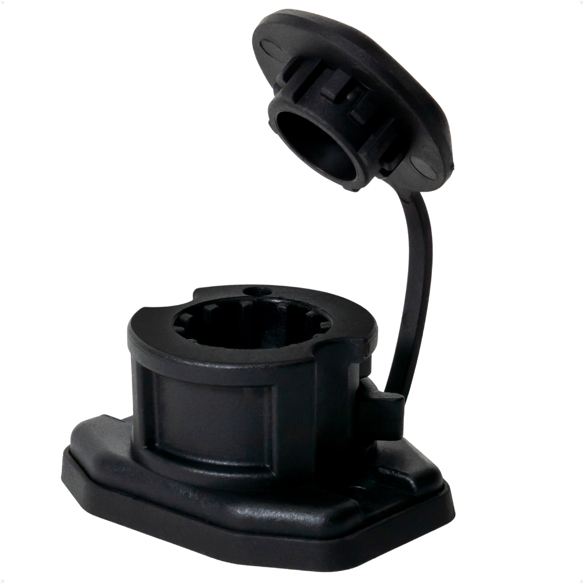 Kayak Rod Holder Deck Mount Base with Cap, Black - FO4736 - Five Oceans