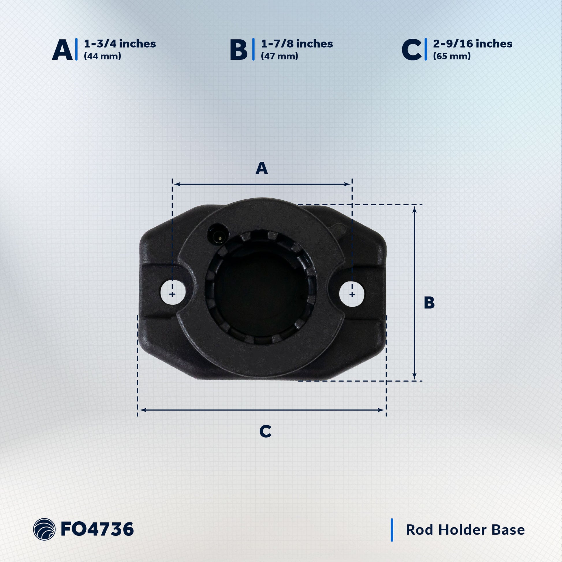 Deck Mount Base with Cap for Fishing Rod Holder, Spring-Loaded Locking Mechanism, Black - FO4736 - Five Oceans