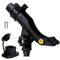 Fishing Rod Holder with Deck Mount Base & Cap - Large, Black