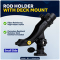 Kayak Rod Holder with Deck Mount Base with Cap, Black, Large - FO4738 - Five Oceans