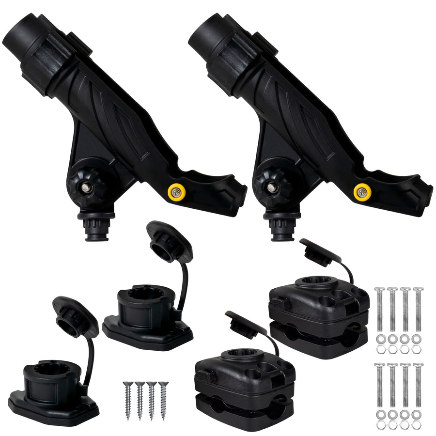 Adjustable Fishing Rod Holder Kit - Deck & Rail Mounts