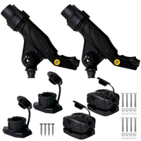 Adjustable Fishing Rod Holder Kit - Deck & Rail Mounts - X-Large, Black, 2-Pack