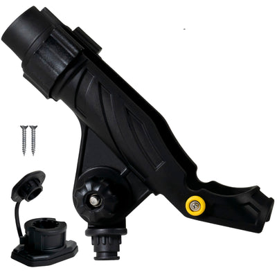 Kayak Rod Holder with Deck Mount Base with Cap, Black, X-Large - FO4740 - Five Oceans
