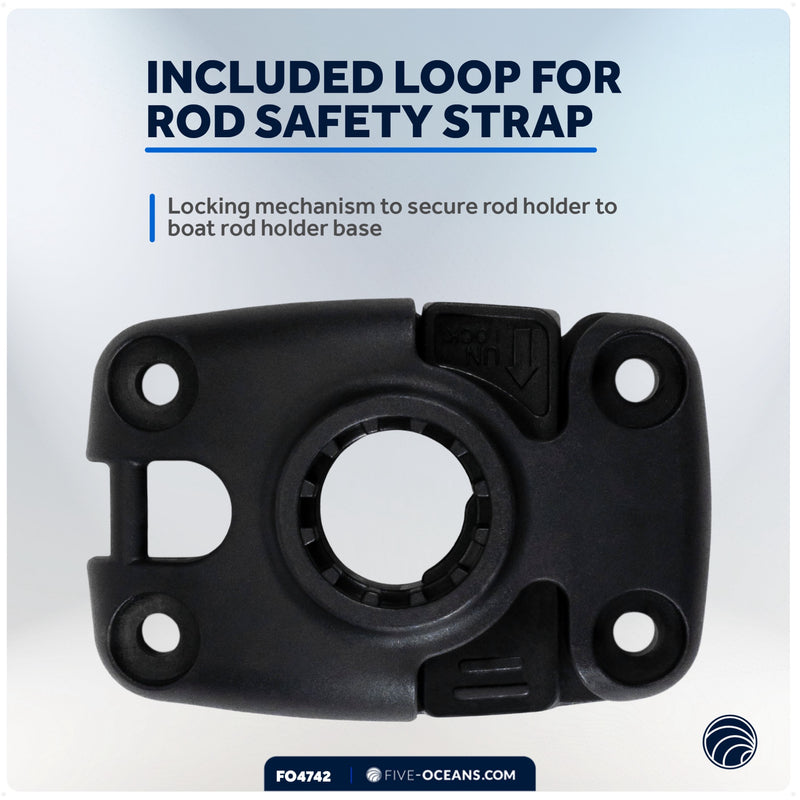 Kayak Rod Holder Deck Mount Base, Black - FO4742 - Five Oceans