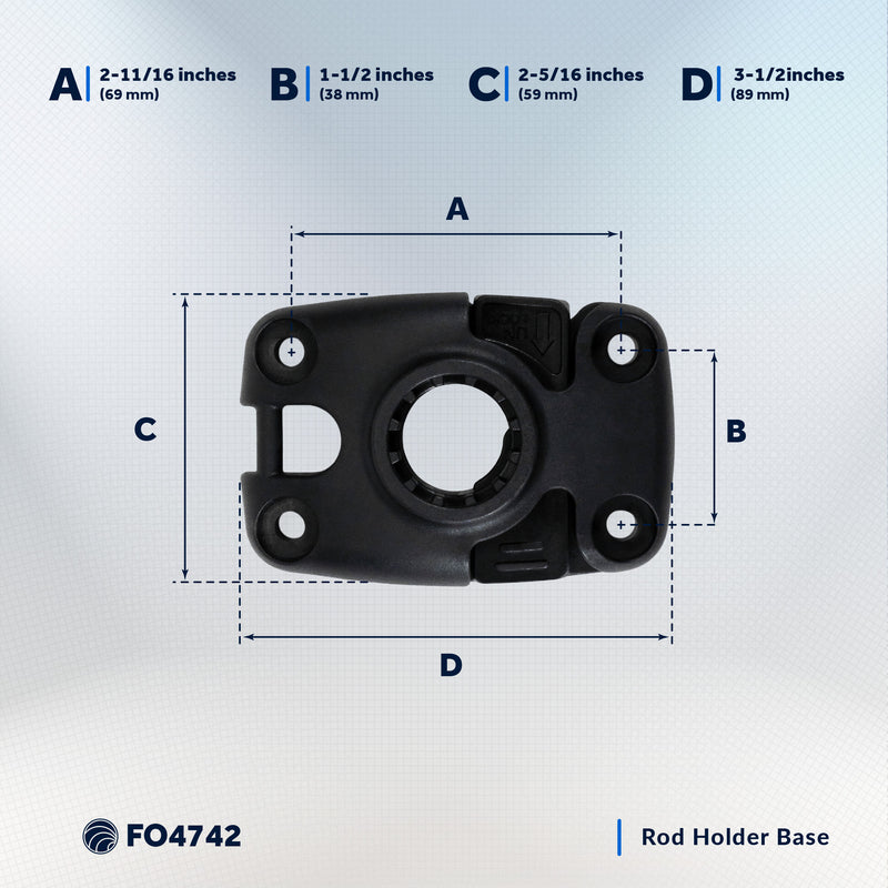 Kayak Rod Holder Deck Mount Base, Black - FO4742 - Five Oceans