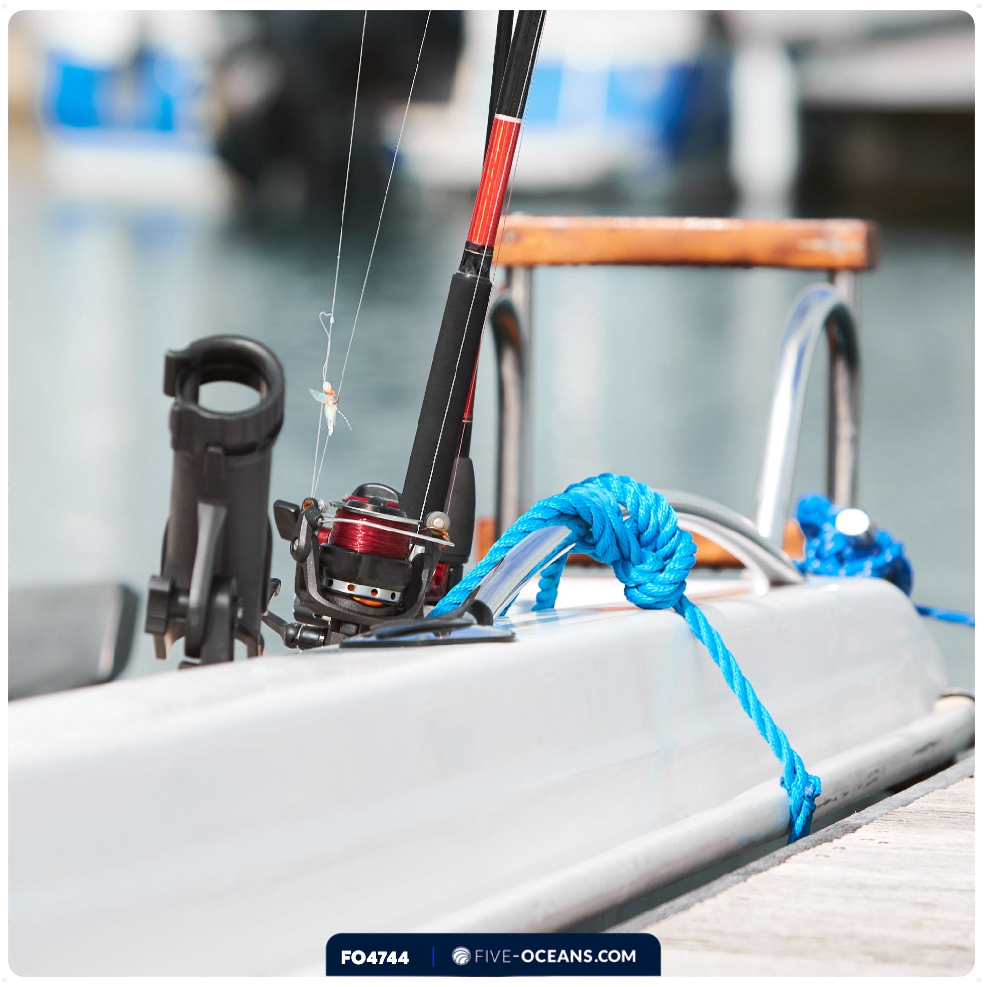 Deck Mount Base for Fishing Rod Holder, Spring-Loaded Locking Mechanism, Black - FO4744 - Five Oceans