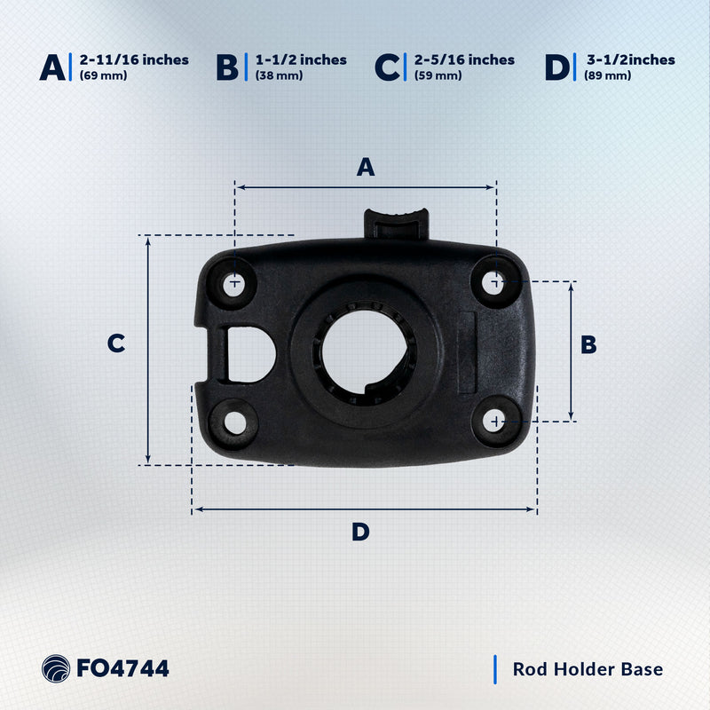 Kayak Rod Holder Deck Mount Base, Black - FO4744 - Five Oceans