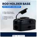 Kayak Rod Holder Rail Mount Base, Black - FO4746 - Five Oceans