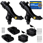 Fishing Rod Holder Set with Deck & Rail Mounts, Large, Black, 2-Pack - FO4748-4746-M2 - Five Oceans