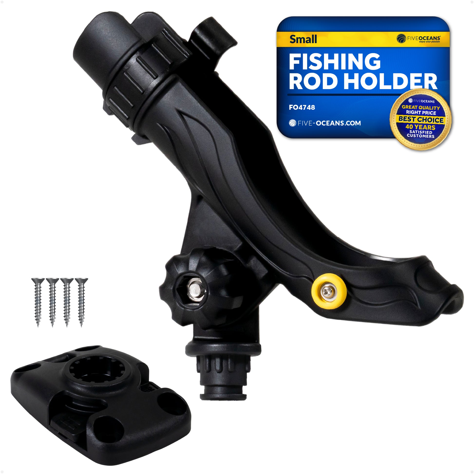 Fishing Rod Holder, Deck Mount Base with Sliding-Lock, Black, Large - FO4748 - Five Oceans