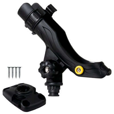 Kayak Rod Holder with Deck Mount Base, Black, Large - FO4748 - Five Oceans