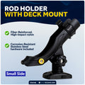Kayak Rod Holder with Deck Mount Base, Black, Large - FO4748 - Five Oceans