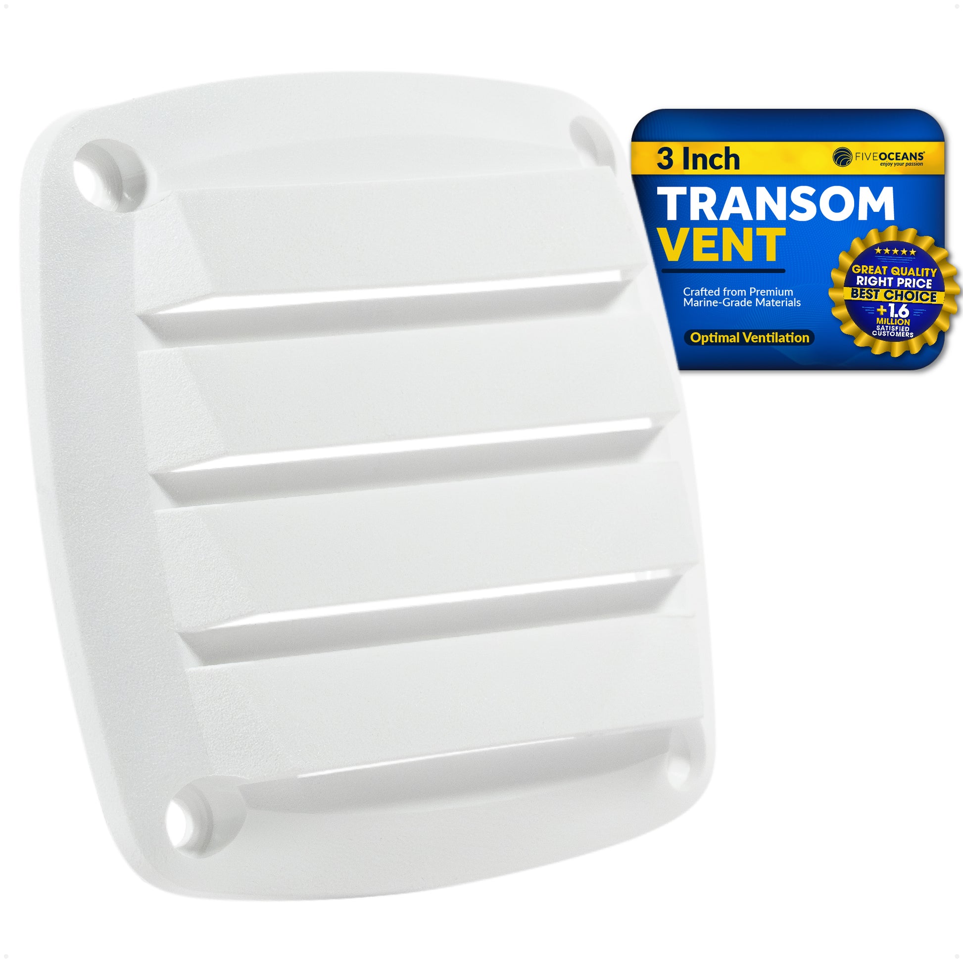 4-Slotted Louvered Flush Hose Ventilators, 3" - White - FO4750 - Five Oceans