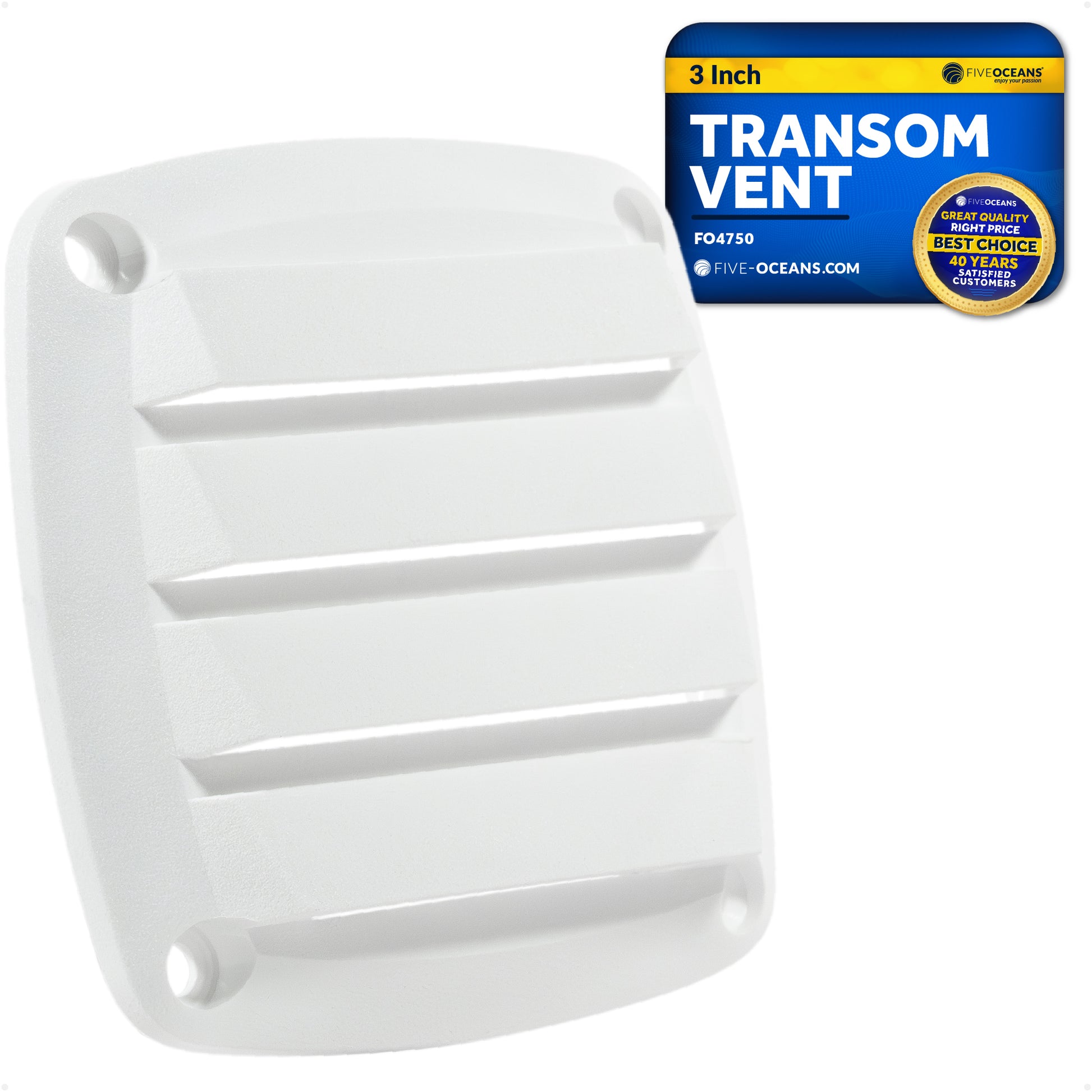 4-Slotted Louvered Flush Hose Ventilators, 3" - White - FO4750 - Five Oceans