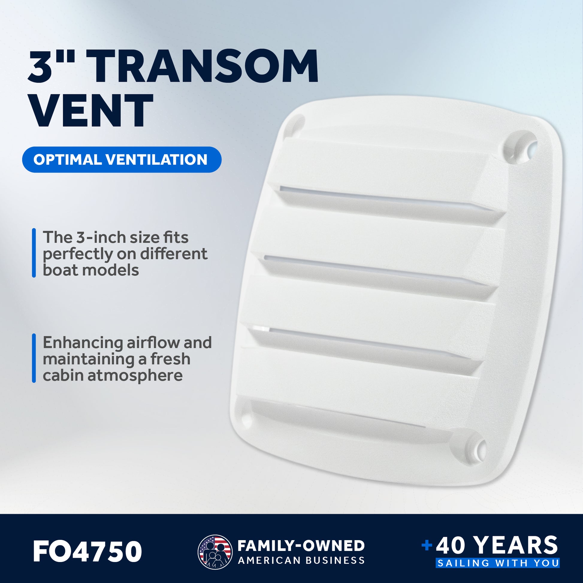 4-Slotted Louvered Flush Hose Ventilators, 3" - White - FO4750 - Five Oceans
