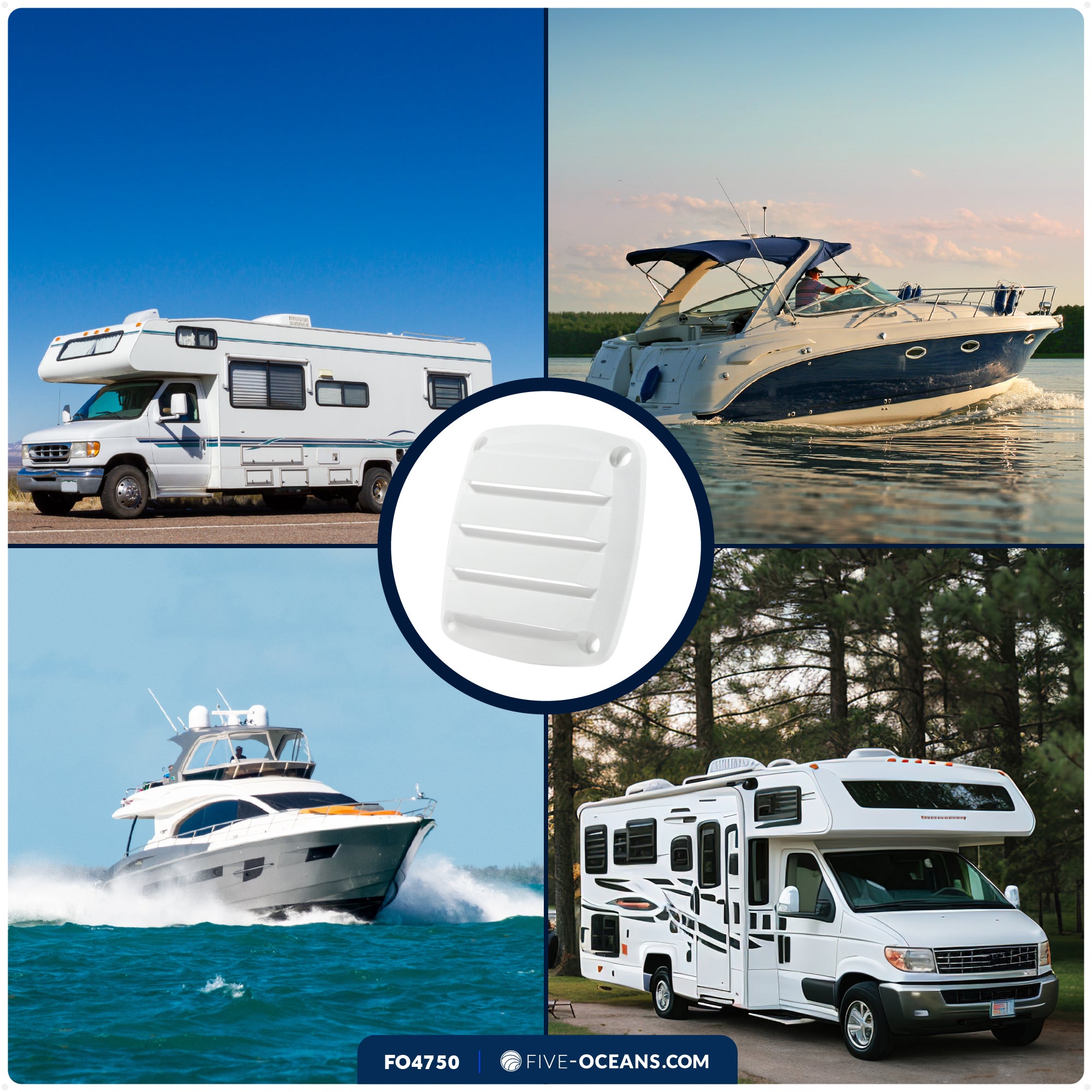 4-Slotted Louvered Flush Hose Ventilators, 3" - White - FO4750 - Five Oceans